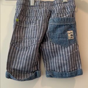 Next Linen Blend Striped drawstring PullOn elastic waistband Shorts cuffed 2-3yr